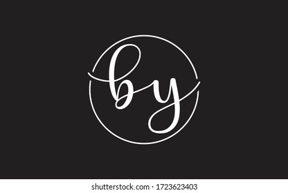 by or yb Cursive Letter Initial Logo Design, Vector Template