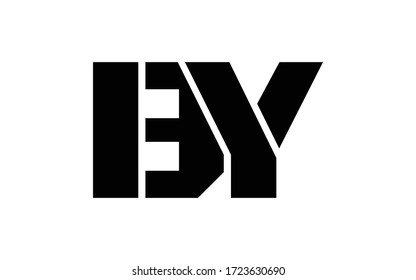 Diseño inicial del logotipo BY o YB, plantilla del vector