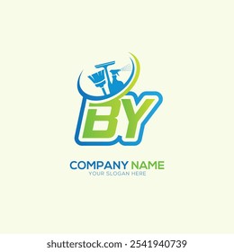BY or YB Letter Local Cleaning vector logo. Cleaning service logo vector