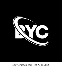 Logo de BYC. Diseño del logotipo de la letra de BYC. Logotipo de BYC con el círculo y el logotipo del monograma en mayúsculas. Tipografía BYC para tecnología, negocio y marca inmobiliaria.