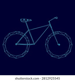 Bycicle low poly triangulation triangulated polygonal electric cyan blue vibrant aqua neon color vector illustration image outline contour line style