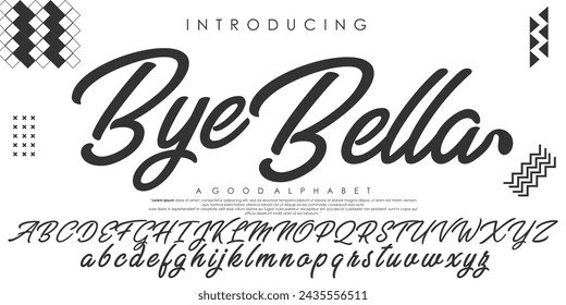 Bye, Bella modern abstract digital alphabet font. Minimal futuristic technology typography, Creative urban sport fashion futuristic font. vector illustration EPS 10