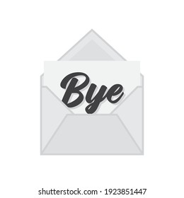 Bye Envelope Illustration, Open Letter Vector, Bye Vector, Bye Text, Envelope Vector Icon
