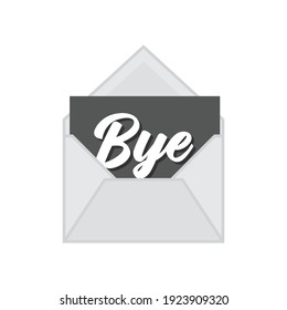 Bye Envelope Illustration, Open Letter Vector, Bye Vector, Bye Text, Envelope Vector Icon