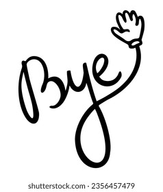 Bye. Hand drawn black lettering. Online chat sticker. Vector isolated on white background. Exclamation. Doodle illustration.