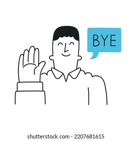 Bye Happy Man Waves His Hands Stock Vector (Royalty Free) 2207681615 ...