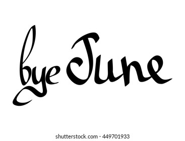 Bye June, isolated calligraphy phrase, words design template, vector illustration