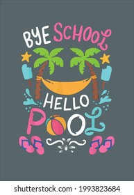 Bye School Beach T Ball Hammock Design, Vektorgrafik zur Verwendung in Design und Print-Plakatwerbung