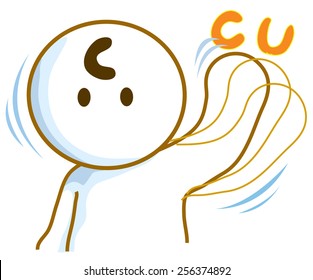 Bye See you again acting symbol or meaning for business is come back again, He is pantomime, Cartoon vector character design cute background white color.