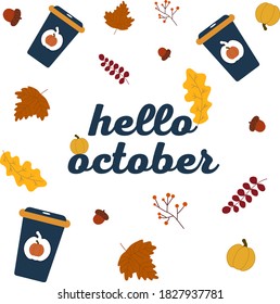 Bye september, hello beloved october vector