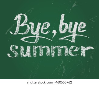 Bye bye summer, card. Vector hand drawn lettering.