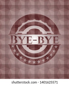 Bye-bye red seamless emblem or badge with abstract geometric polygonal pattern background.