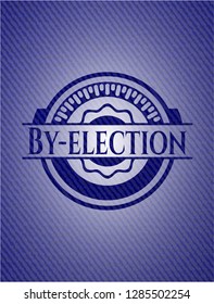 By-election badge with denim background