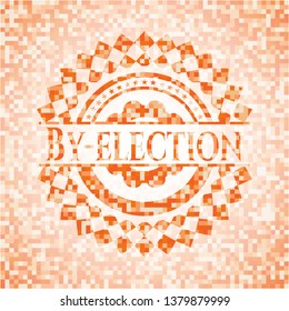 By-election orange tile background illustration. Square geometric mosaic seamless pattern with emblem inside.