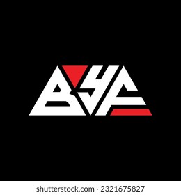 Diseño del logotipo de la letra triangular BYF con forma triangular. Monograma de diseño del logotipo del triángulo BYF. Plantilla de logotipo vectorial de triángulo BYF con color rojo. Logo triangular de BYF Diseño sencillo, elegante y lujoso