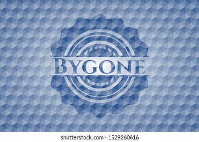 Bygone blue emblem with geometric background. Vector Illustration. Detailed.