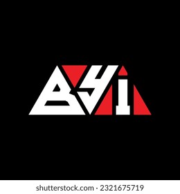 BYI triangle letter logo design with triangle shape. BYI triangle logo design monogram. BYI triangle vector logo template with red color. BYI triangular logo Simple, Elegant, and Luxurious design