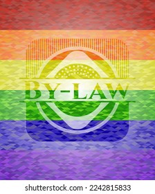 By-law emblem on mosaic background with the colors of the LGBT flag. 