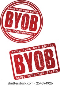 BYOB (bring your own bottle) rubber stamp