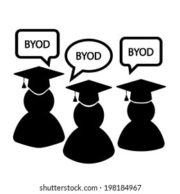 BYOD black and white icons: students university