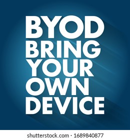 BYOD - Traiga su propio acrónimo de dispositivo, fondo de concepto de tecnología