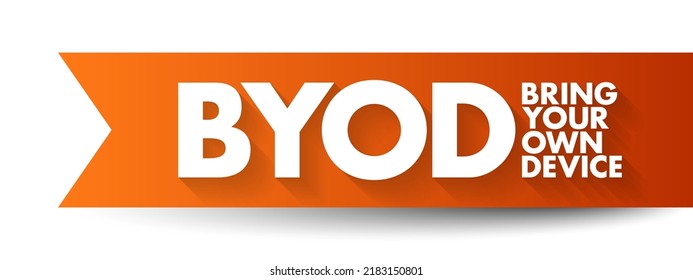 BYOD Bring Your Own Device - policy that allows employees in an organization to use their personally owned devices for work-related activities, acronym text concept background