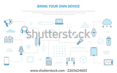byod bring your own devices concept with icon set template banner with modern blue color style