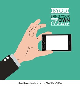 Byod design over green background, vector illustration
