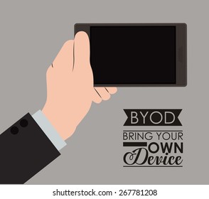 Byod design over grey background, vector illustration