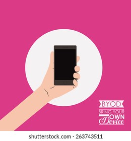 Byod design over pink background, vector illustration