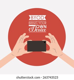 Byod design over white background, vector illustration