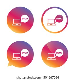 BYOD sign icon. Bring your own device symbol.