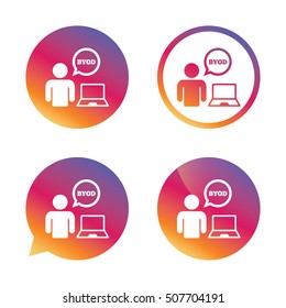 BYOD sign icon. Bring your own device symbol.