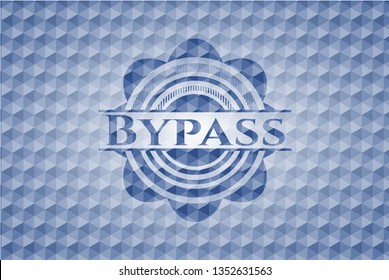 Bypass blue emblem with geometric background.