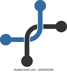 Bypass connection vector icon. Flat Bypass connection symbol is isolated on a white background.