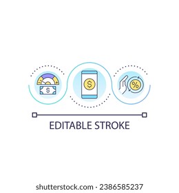 Bypass high fees loop concept icon. Banking onboarding. Compare costs. Send money internationally abstract idea thin line illustration. Isolated outline drawing. Editable stroke. Arial font used