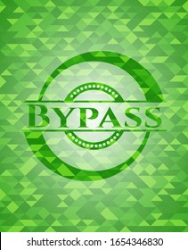 Bypass realistic green emblem. Mosaic background. Vector Illustration. Detailed.