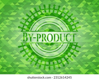 By-product realistic green emblem. Mosaic background. Vector Illustration. Detailed. 