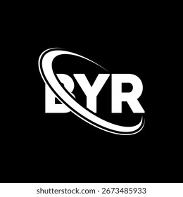 Logo de BYR. Diseño del logotipo de la letra de BYR. Logotipo de BYR con el círculo y el logotipo del monograma en mayúsculas. Tipografía BYR para tecnología, negocio y marca inmobiliaria.