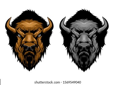 Byson Face Two Color Vector Illustration