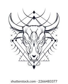 Byson tattoo vector inking with sacred symbol