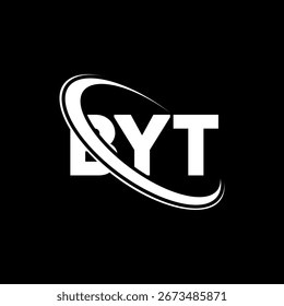 BYT logo. BYT letter logo design. Initials BYT logo linked with circle and uppercase monogram logo. BYT typography for technology, business and real estate brand.