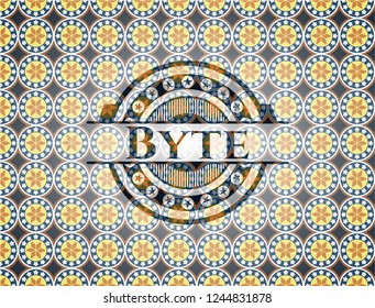 Byte arabic style emblem. Arabesque decoration.