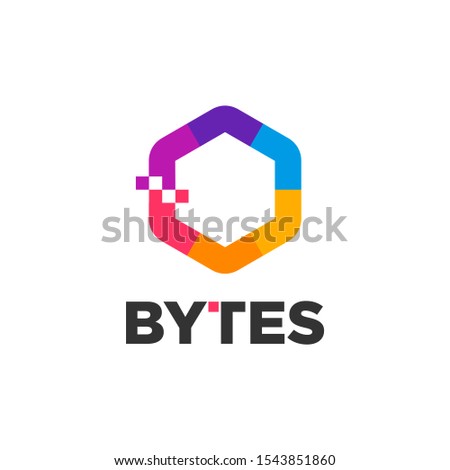Byte Logo Hexagon Icon Modern Vibrant Color Geometric Shape for Technology Graphic Design Idea