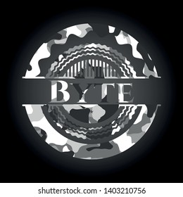 Byte on grey camouflaged texture