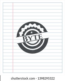 Byte with pencil strokes. Vector Illustration. Detailed.
