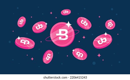 Bytecoin (BCN) coins falling from the sky. BCN cryptocurrency concept banner background. svg