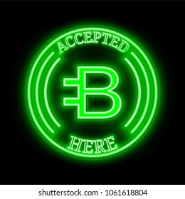 Bytecoin (BCN) green  neon cryptocurrency symbol in round frame with text 