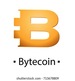 Bytecoin cryptocurrency golden icon. Vector illustration isolated on white background.