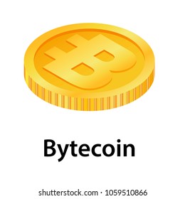 Bytecoin icon. Isometric illustration of bytecoin vector icon for web